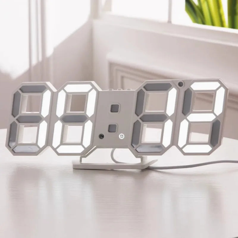 "Modern 3D LED Digital Wall Clock - Stylish Multifunctional Home Decor with USB Power, Perfect for European Interiors"
